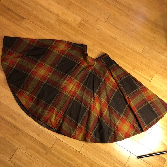 Vintage Rare Pendelton Wool Plaid Autumn Fall Circle Skirt Colorful Winter - Picture 4 of 10